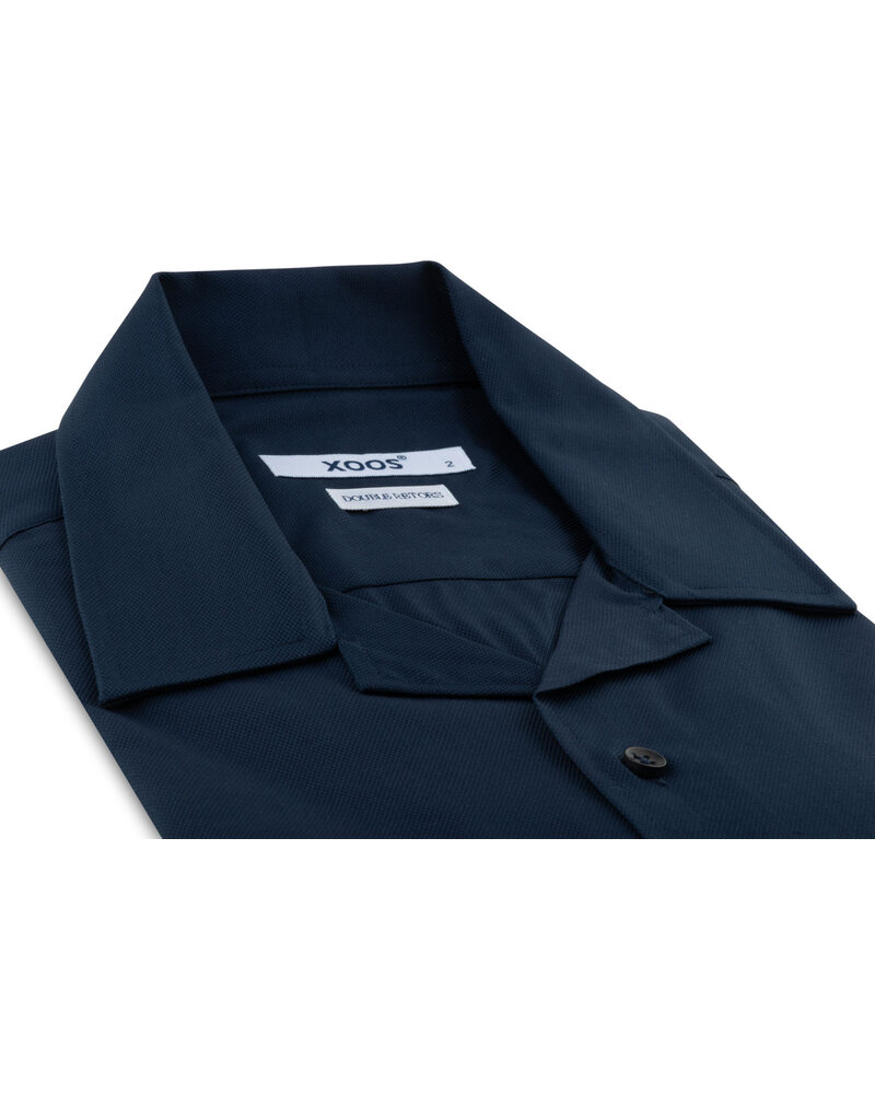 XOOS Chemisette homme bleu marine en coton piqué (Double Retors)