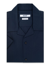 XOOS Chemisette homme bleu marine en coton piqué (Double Retors)