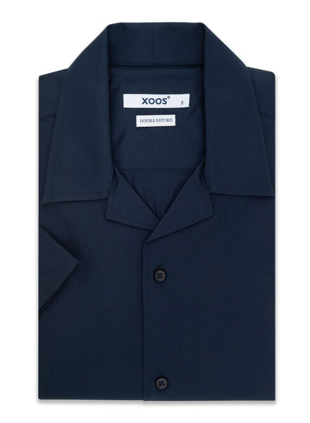 XOOS Men'snavy blue short sleeve piqué cotton shirt (Double Twisted)