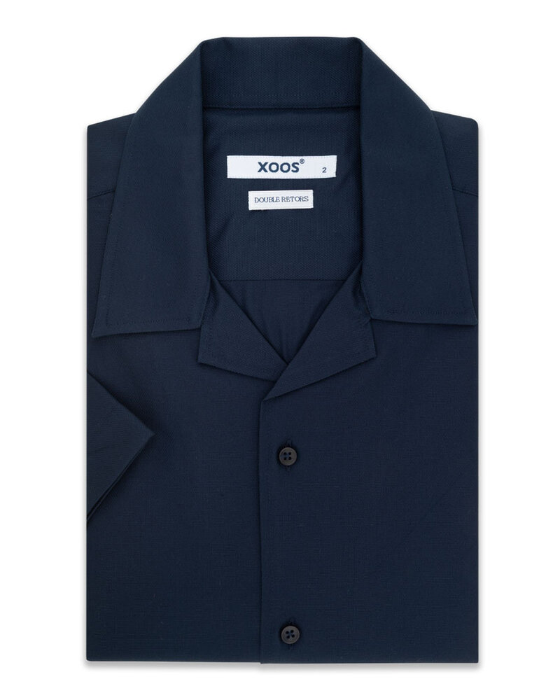 XOOS Chemisette homme bleu marine en coton piqué (Double Retors)