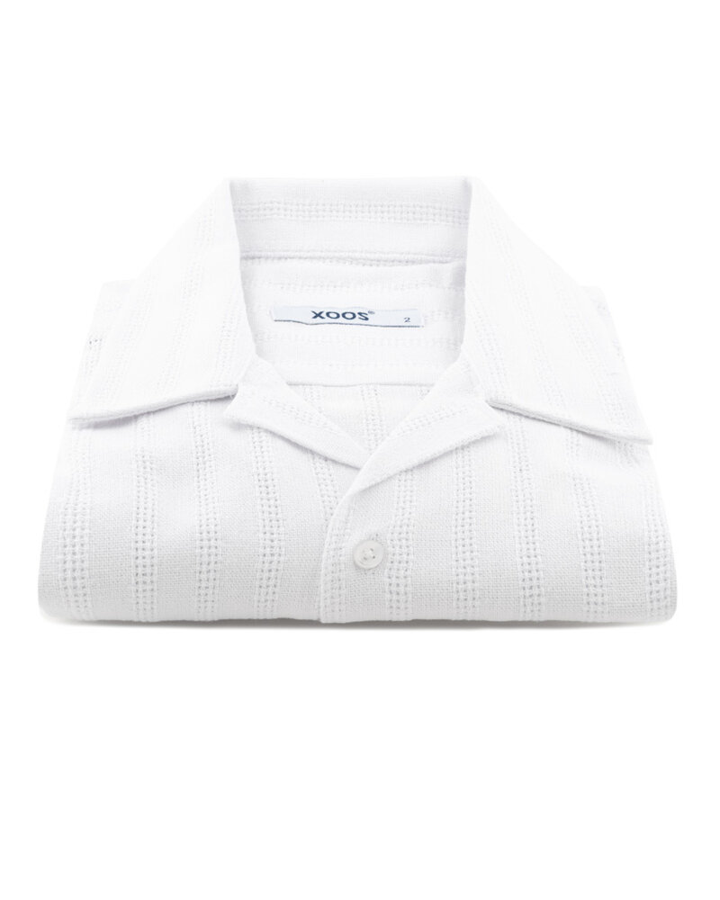 XOOS Chemisette homme blanche en coton tissé et col souple
