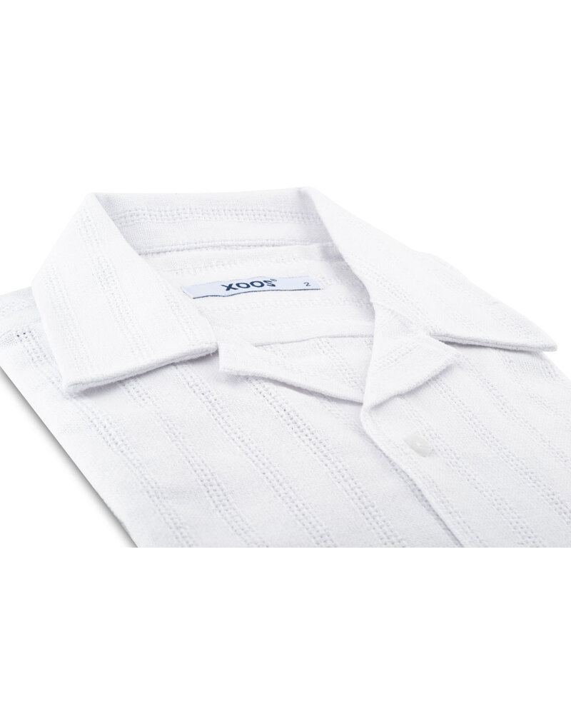 XOOS Chemisette homme blanche en coton tissé et col souple
