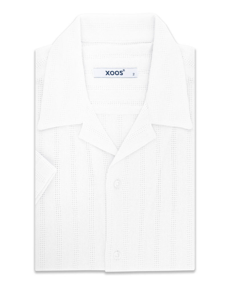 XOOS Chemisette homme blanche en coton tissé et col souple