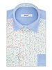 XOOS Men's blue patchwork shirt  flower prints
