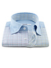 XOOS Men's blue checkered patchwork shirt