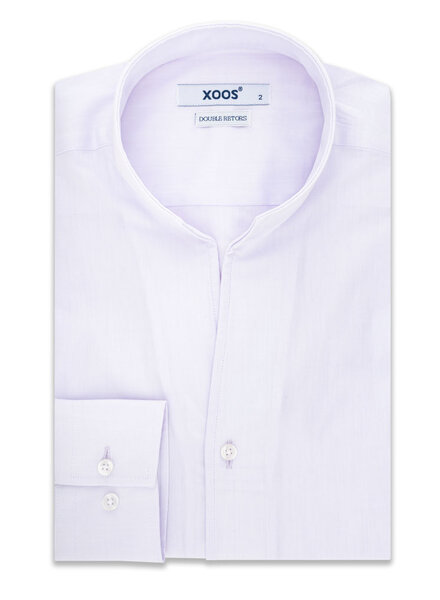 XOOS Chemise homme en gabardine parme et col droit ouvert (Double Retors)