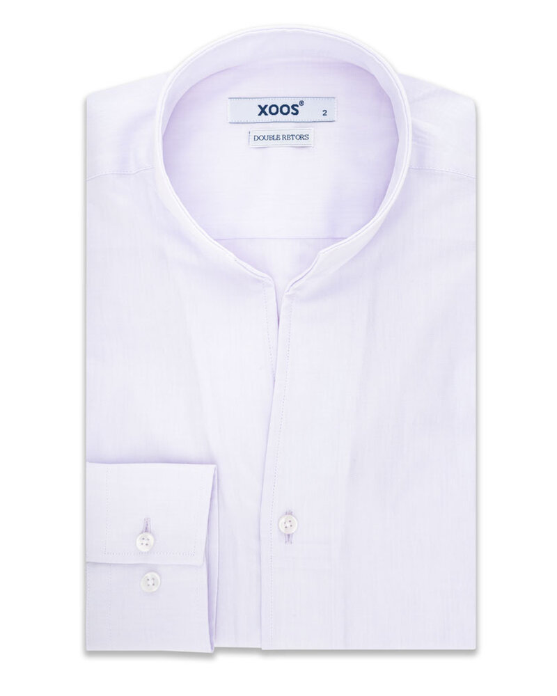 XOOS Chemise homme en gabardine parme et col droit ouvert (Double Retors)