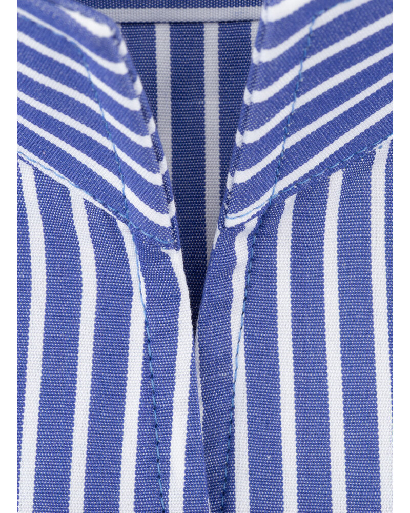 XOOS Chemisier femme bleu à rayures et col droit ouvert