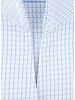 XOOS WOMEN blue fine woven checkered dress shirt with straight open collar