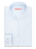 XOOS WOMEN blue fine woven checkered dress shirt with straight open collar