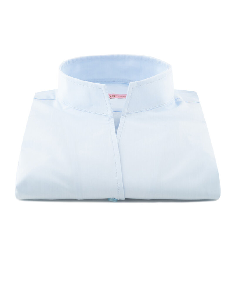XOOS WOMEN light blue popleen dress shirt with straight open collar