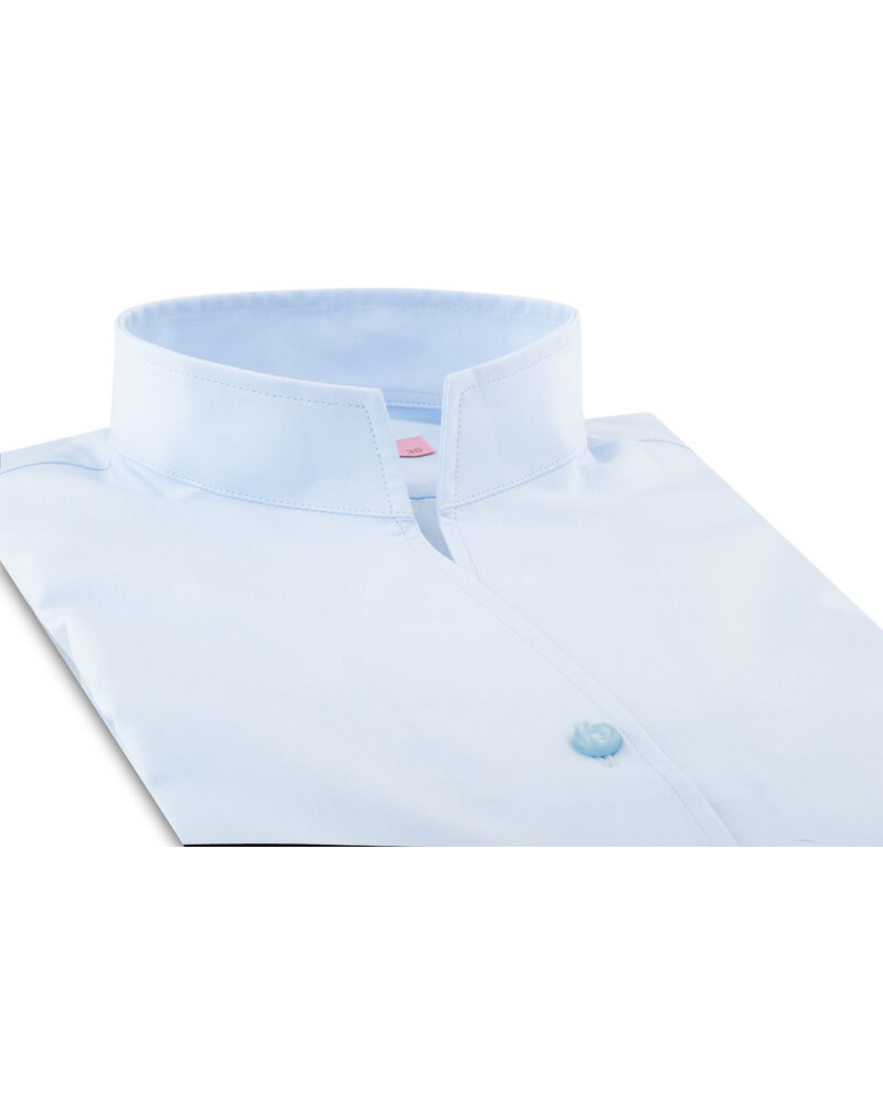 XOOS WOMEN light blue popleen dress shirt with straight open collar