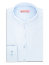 XOOS WOMEN light blue popleen dress shirt with straight open collar