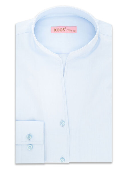 XOOS WOMEN light blue popleen dress shirt with straight open collar
