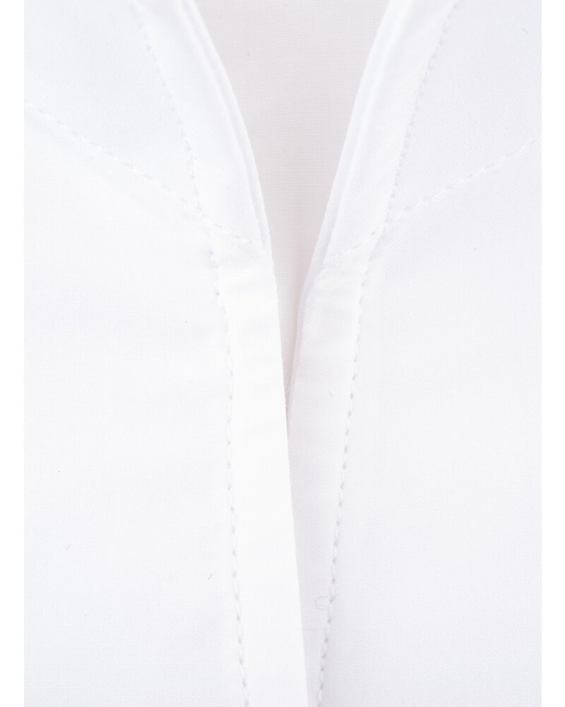 XOOS Chemisier femme en satin de coton blanc et col droit ouvert