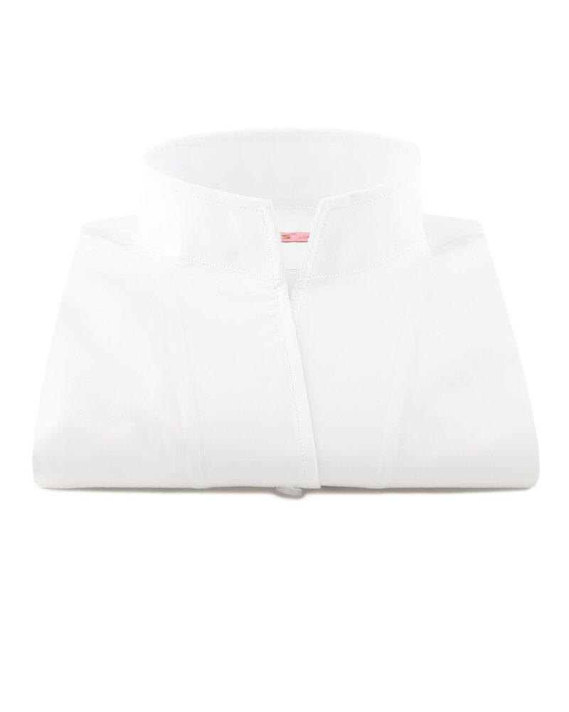 XOOS Chemisier femme en satin de coton blanc et col droit ouvert