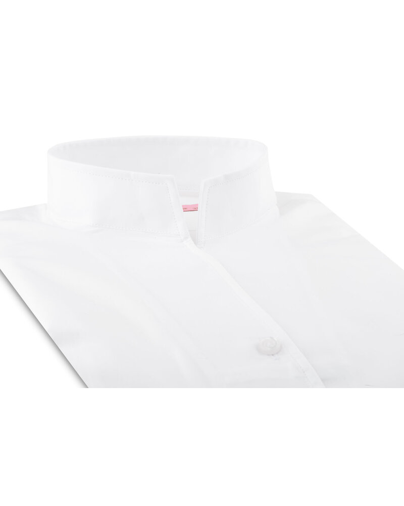 XOOS Chemisier femme en satin de coton blanc et col droit ouvert