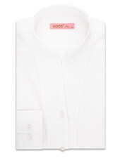 XOOS Chemisier femme en satin de coton blanc et col droit ouvert