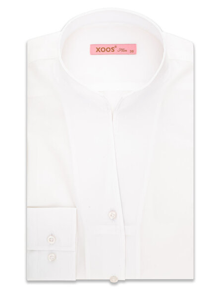 XOOS WOMEN white Sateen cotton dress shirt with straight open collar