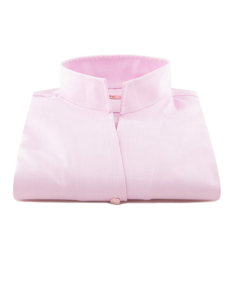 XOOS Chemisier femme en pinpoint rose à col droit ouvert