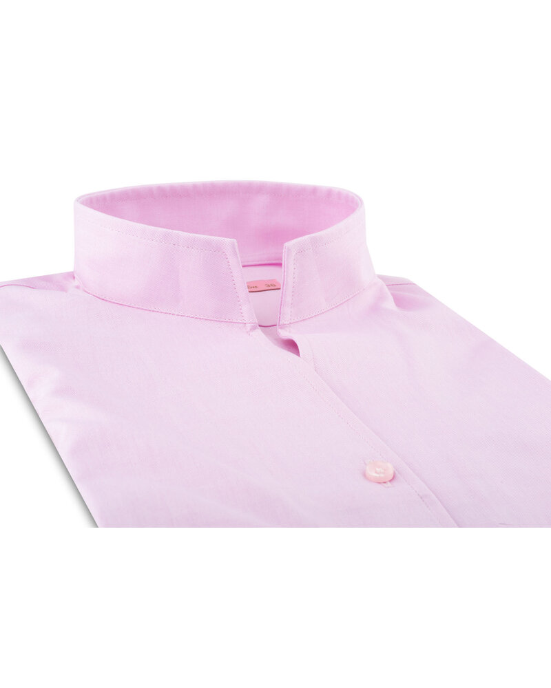 XOOS Chemisier femme en pinpoint rose à col droit ouvert