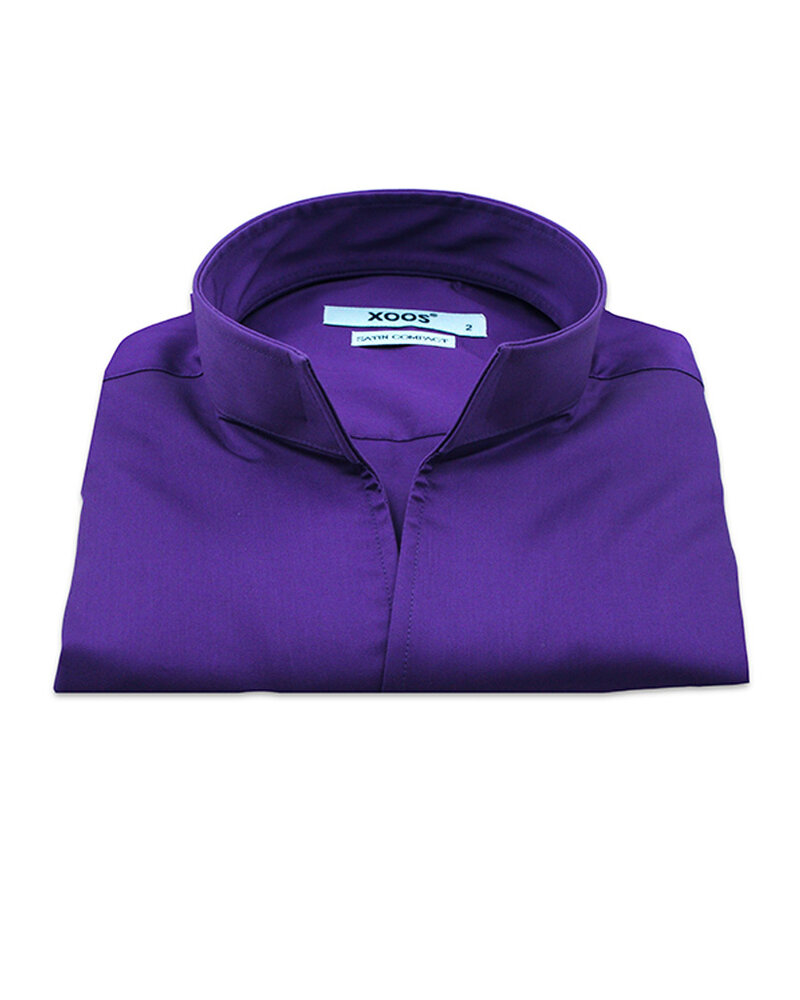 XOOS Men's Mauve sateen cotton dress shirt with straight open collar
