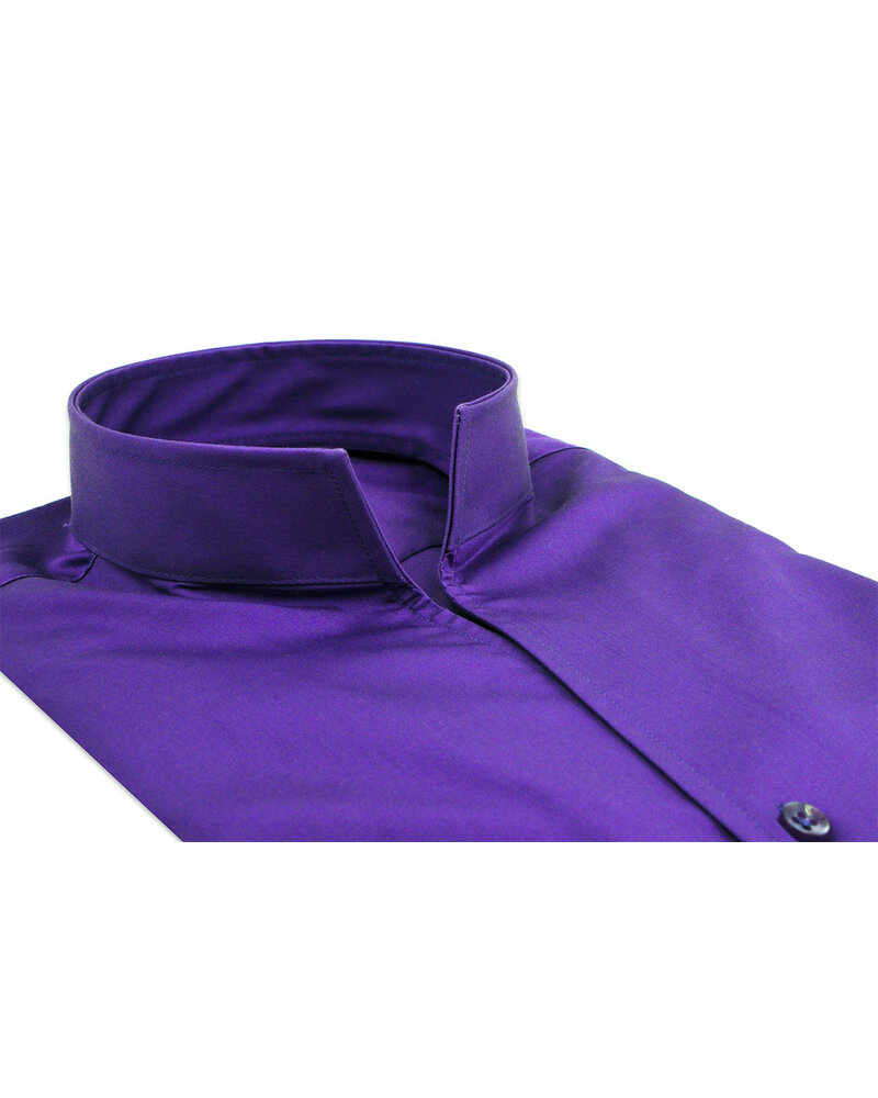 XOOS Men's Mauve sateen cotton dress shirt with straight open collar