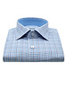 XOOS Men's fitted dress shirt with blue and mauve checks (Double Twisted)