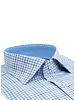 XOOS Men's fitted dress shirt with blue and mauve checks (Double Twisted)