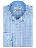 XOOS Men's fitted dress shirt with blue and mauve checks (Double Twisted)