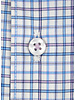XOOS Men's fitted dress shirt with blue and mauve checks (Double Twisted)