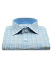 XOOS Men's fitted dress shirt with blue and green checks (Double Twisted)