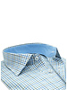 XOOS Men's fitted dress shirt with blue and green checks (Double Twisted)