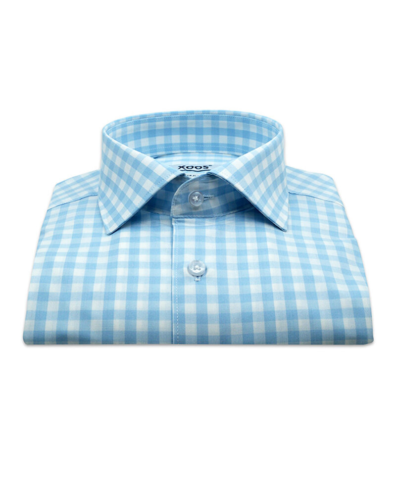XOOS Men's blue checkered shirt (Double Twisted)