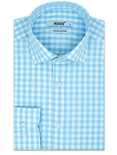 XOOS Chemise homme bleue à carreaux (Double Retors)