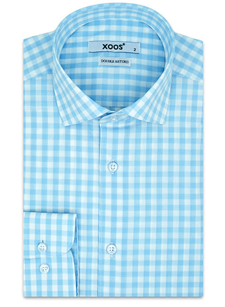 XOOS Men's blue checkered shirt (Double Twisted)