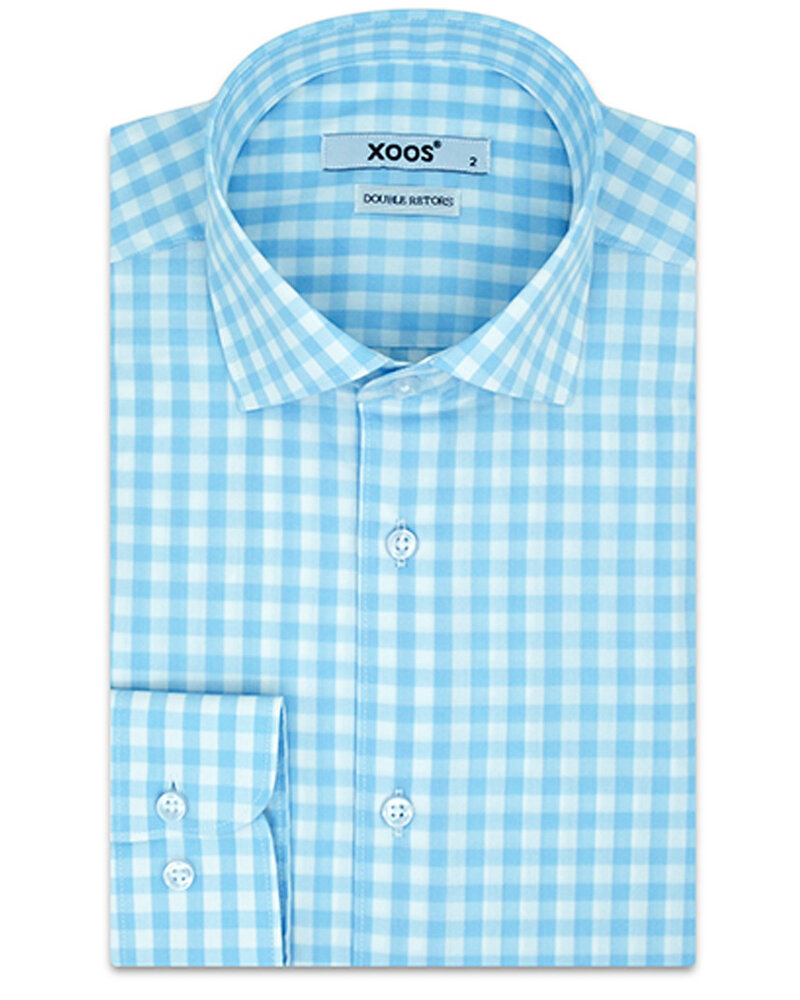 XOOS Men's blue checkered shirt (Double Twisted)