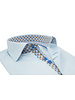 XOOS Men's sky-blue shirt with double chest buttons and brown printed lining