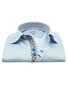 XOOS Chemise homme bleu ciel à double boutonnage et doublure imprimé brun
