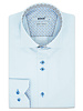 XOOS Men's sky-blue shirt with double chest buttons and brown printed lining