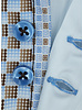 XOOS Men's sky-blue shirt with double chest buttons and brown printed lining