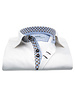 XOOS Men's white double chest button shirt with brown print lining