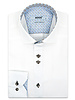 XOOS Men's white double chest button shirt with brown print lining