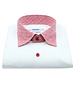 XOOS Chemise homme blanche à col rouge à carreaux (Double Retors)