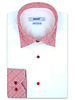 XOOS Chemise homme blanche à col rouge à carreaux (Double Retors)
