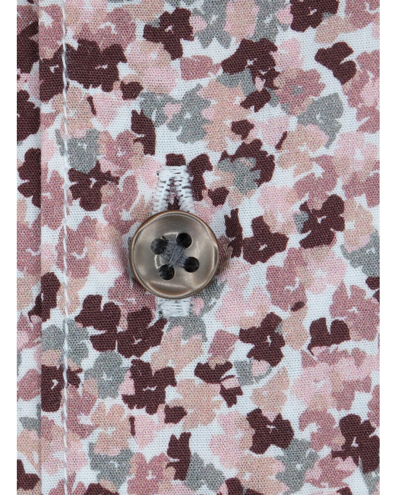 XOOS Chemise homme à motif florale rose et bourgogne doublure grise