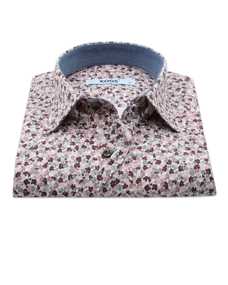 XOOS Men's pink and burgundy floral print with gray lining