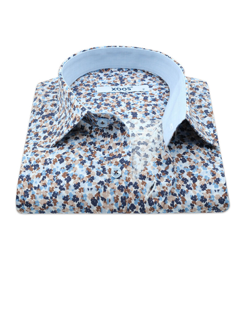 XOOS Men's blue and brown floral print with blue lining