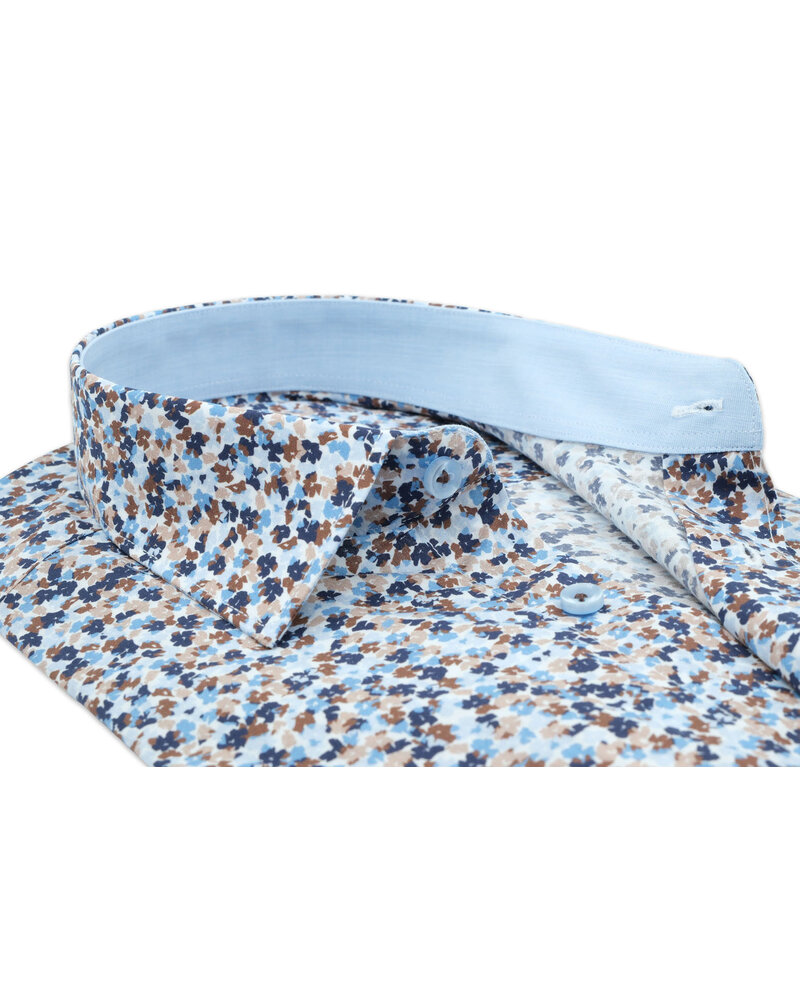 XOOS Men's blue and brown floral print with blue lining
