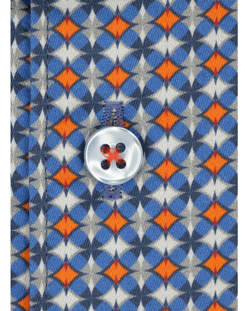 XOOS Men's blue and orange print shirt
